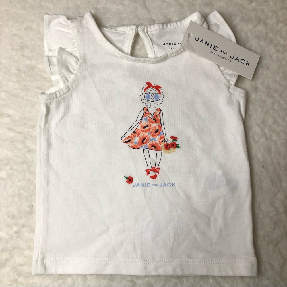 Janie and Jack Sleeveless Print Shirt with Embroidered Flowers 🌺 NEW